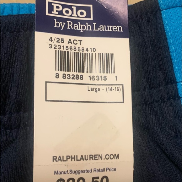 NWT Polo by Ralph Lauren boys athletic shorts. Boys size Large 14-18. - Picture 5 of 7